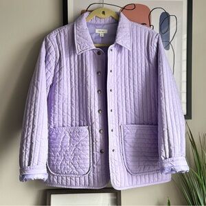 Purple Quilted Utility Jacket with Collared Neckline